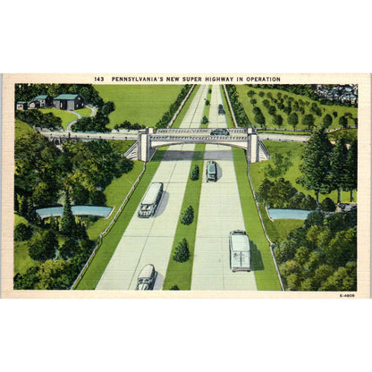Vintage Postcard Pennsylvania's New Super Highway in Operation PA TD9-P1