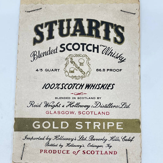 Stuart’s Gold Stripe Scotch Whiskey Label Glasgow Scotland Holloway’s Erlanger