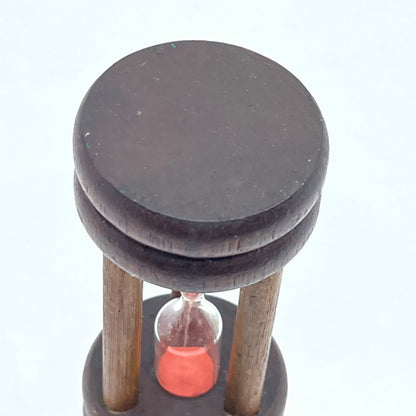 Vintage Wooden Sand Clock 3 Minute Timer Hourglass Glass With Pink Sand TA9