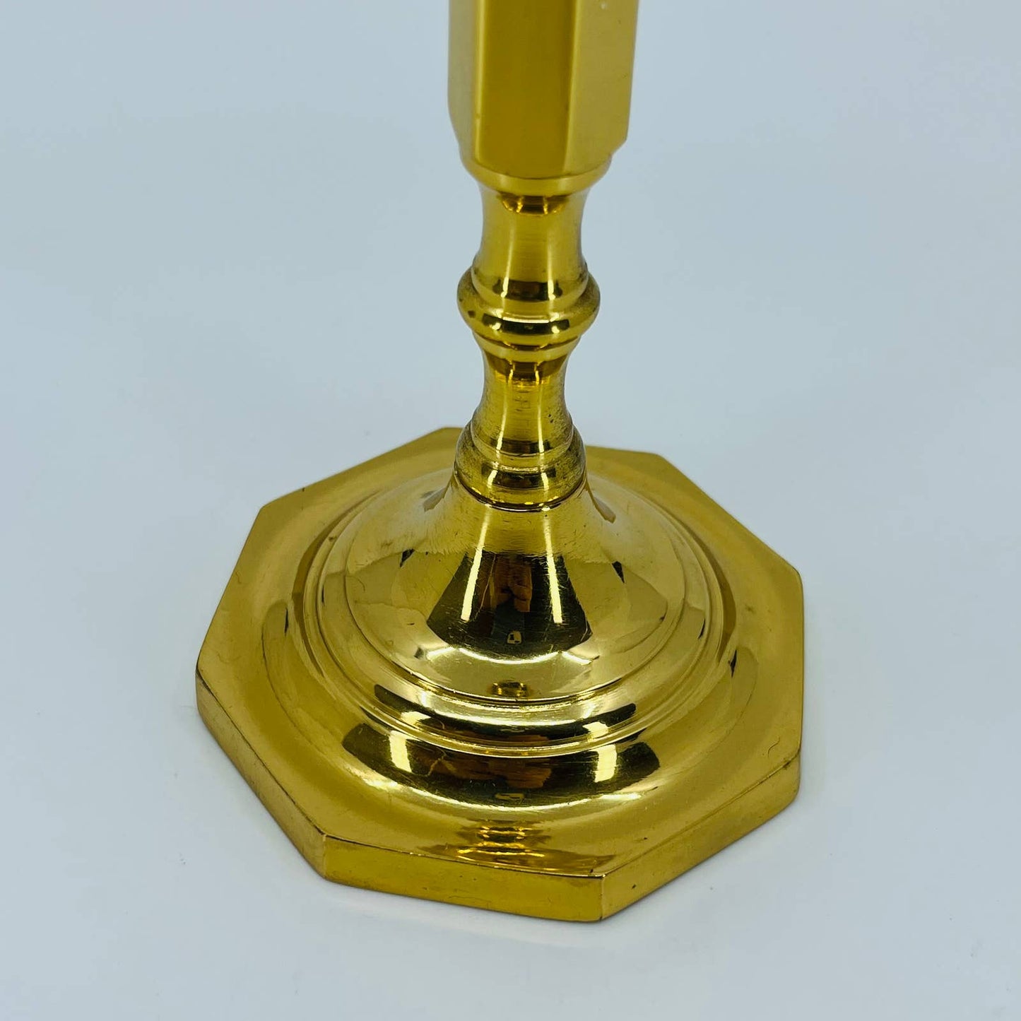 Vintage MCM 8” Brass Candlestick Heavy Hong Kong TB5