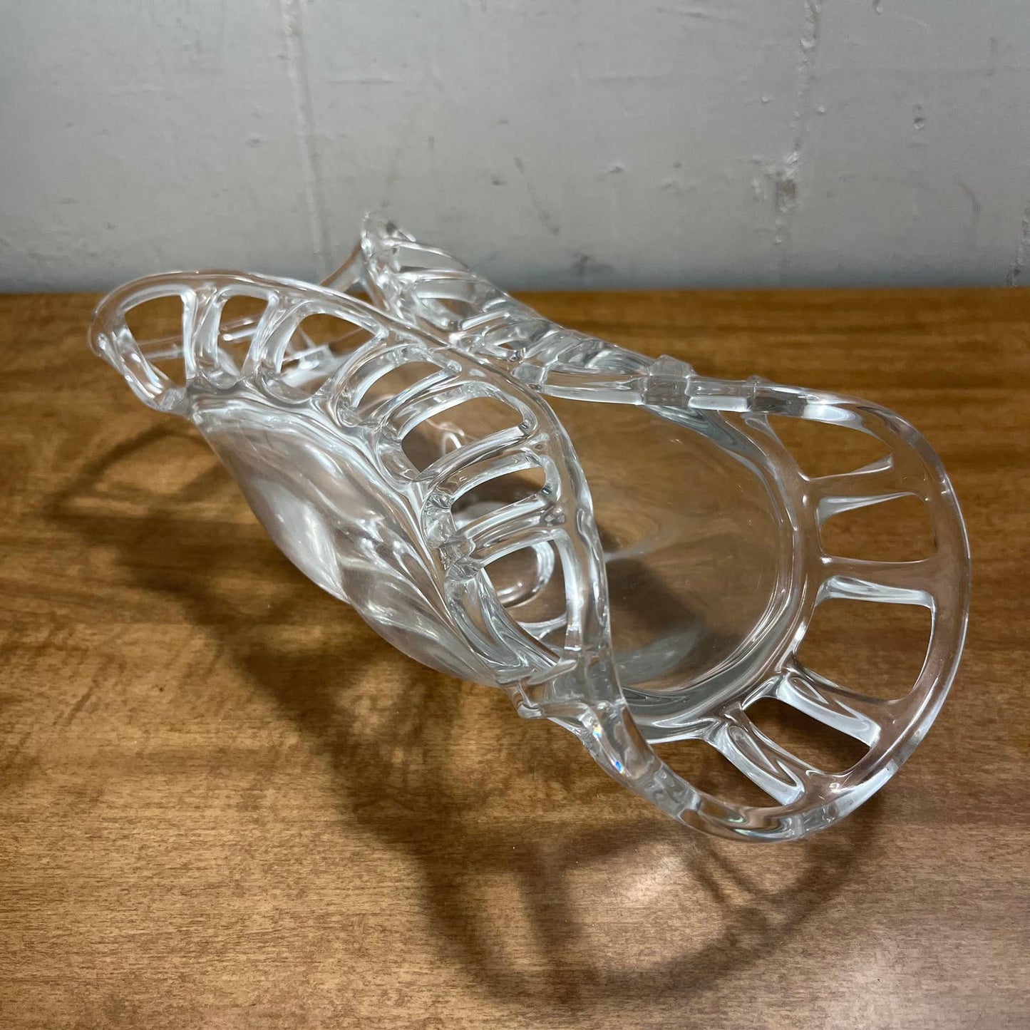 Vintage Art Glass Lattice Edge Pinched Glass Tray 10 x 4” TI5