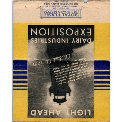 Dairy Industries Exposition Cleveland Lighthouse Advertising Matchbook SA1-M5