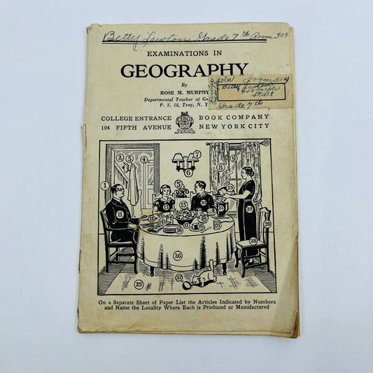 1935 Examinations in Geography Workbook Rose M. Murphy Troy NY TD8