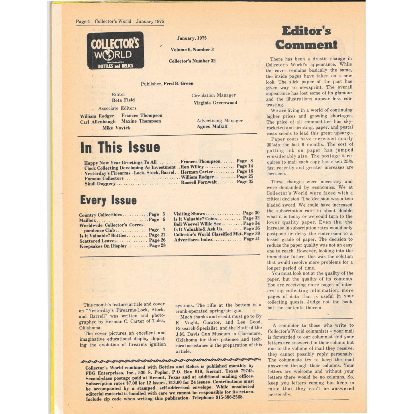 Long John Latham's Collector's World Magazine Jan 1975 M5