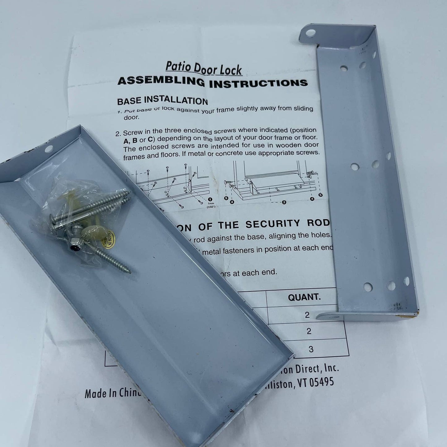 Universal Patio Door Lock New in Box White Metal With Instructions TB4