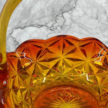 Vintage Tiara Glass Amberina Basket Candy Dish Stunning Indiana Glass Glows TB4