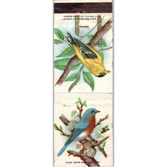 Bluebird Goldfinch Collectible Bird Advertising Matchbook Cover MM9-8
