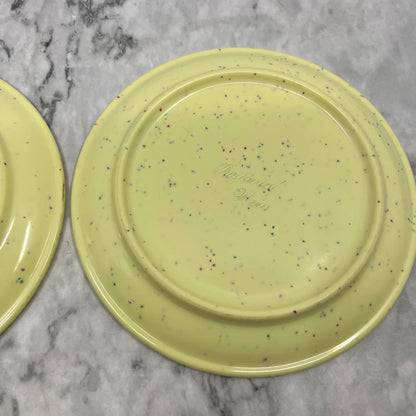 MCM Imperial Ware Speckled Confetti Yellow Dessert Plate Set Melmac Malamine TA3