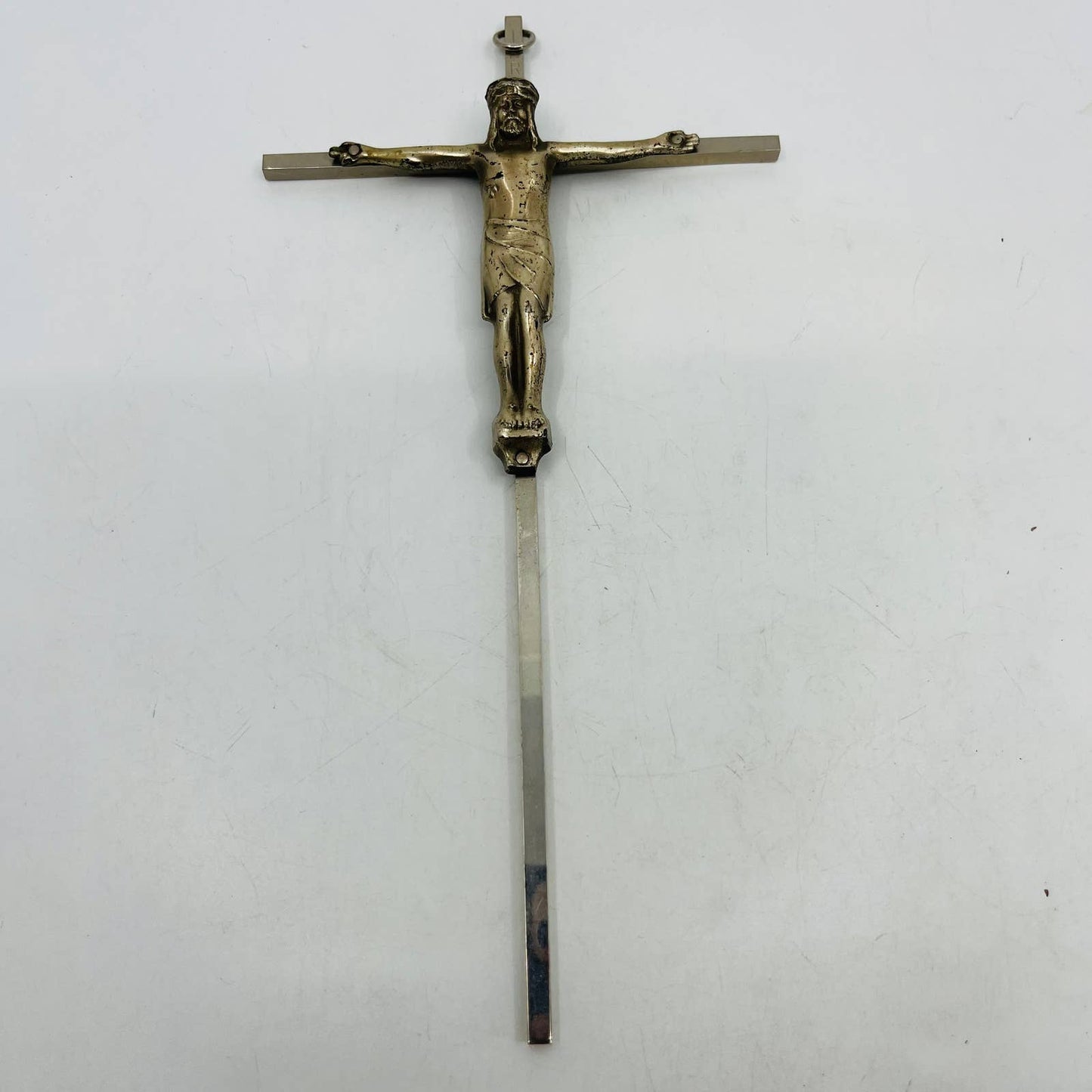 Vintage Jesus On Cross Crucifix Wall Hanging Religious 10" INRI Metal TC3