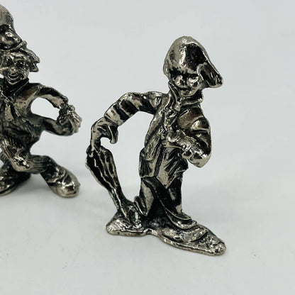 VTG Circus Clown Hobo Pewter Figurine Metal Collectible Curio 2” Set of 3 SB1