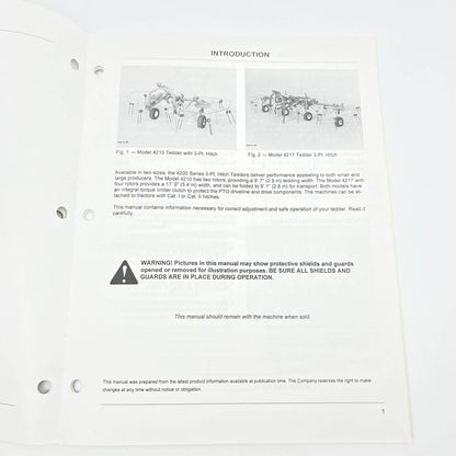 Original New Idea 4210 & 4217 3-PT Hitch Tedders 11/95 Operator's Manual TB9