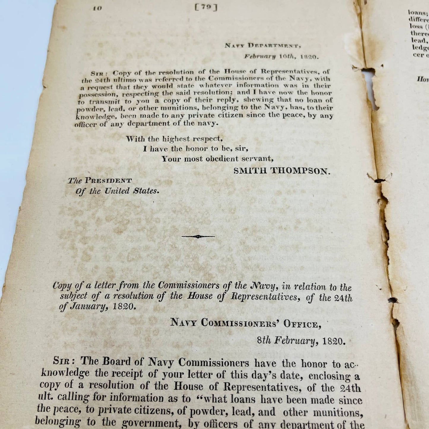 RARE 1820 Report of the Secretary of War Memo John C Calhoun James Monroe EA1