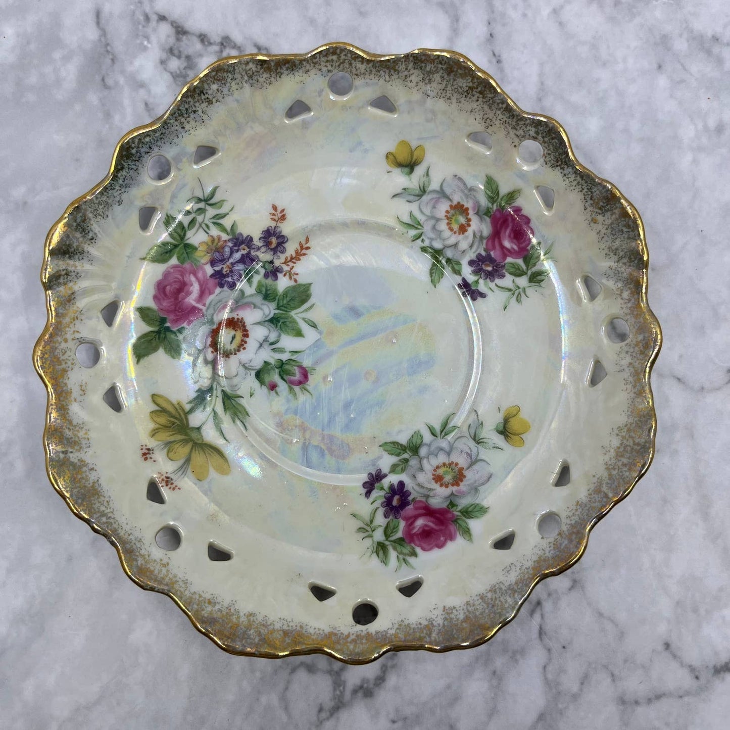 Vintage Fine China Saucer ONLY Norcrest Floral Scallop Lace Luster TA7-6