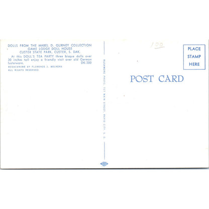 Bisque Doll Tea Party Mabel D. Gurney Collection Custer SD Original Postcard PB9