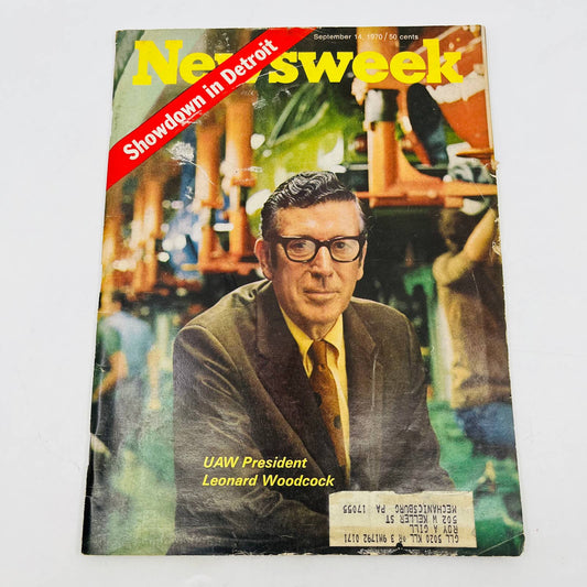 Newsweek Magazine UAW President Leonard Woodcock September 14, 1970 TD6