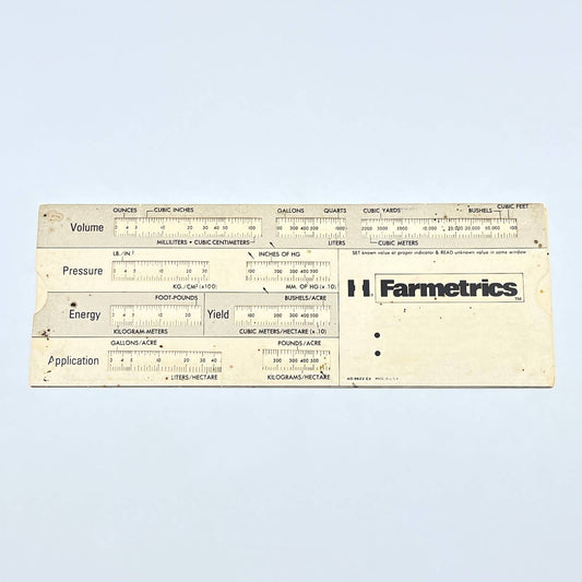 1976 Paper Slide Rule "Farmetrics" International Harvester Nelson Taxel AC1