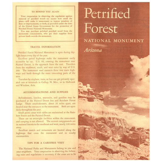 1962 Petrified Forest National Monument Arizona Travel Brochure SE4