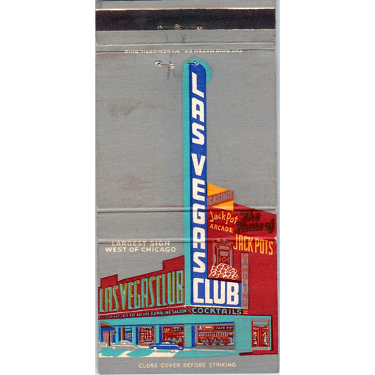 Las Vegas Club NV - Gray Advertising Matchbook Cover MM11-8