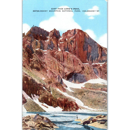 East Face Longs Peak Rocky Mountains Colorado Original Postcard TK1-24