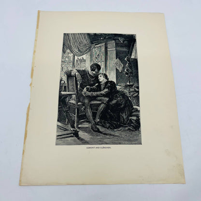 1880s Victorian Art Print Engraving Goethe EGMONT AND CLÄRCHEN