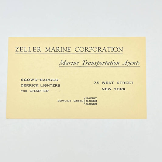 c1940 Ad Postcard Zeller Marine Corporation Scows Barges Derricks New York  AB6