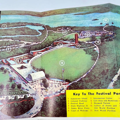 1950s Festival Park and Jamestown Virginia Tourist Brochure and Map AB2