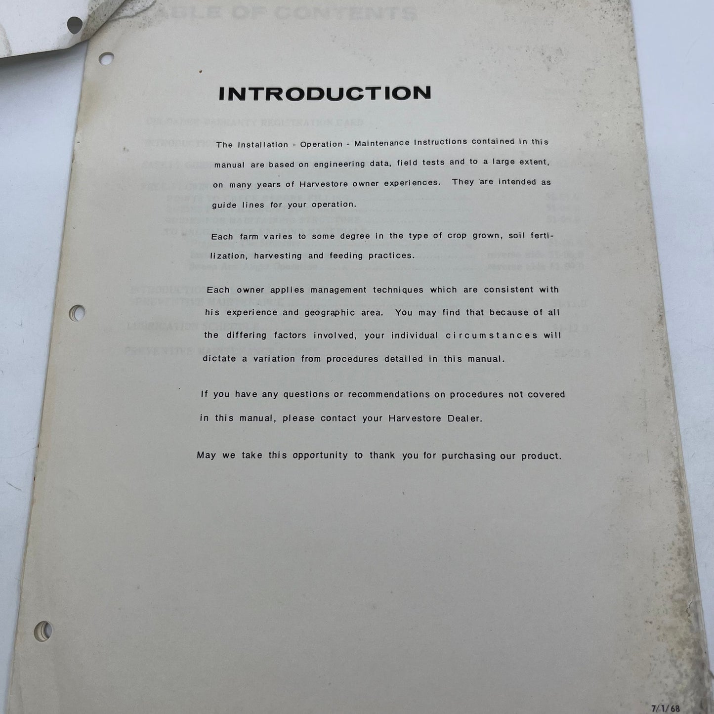 1968 AO Smith Harvestore Sweep Arm Auger AU-51 Operator's Manual L4-2