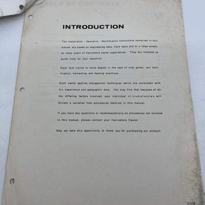 1968 AO Smith Harvestore Sweep Arm Auger AU-51 Operator's Manual L4-2