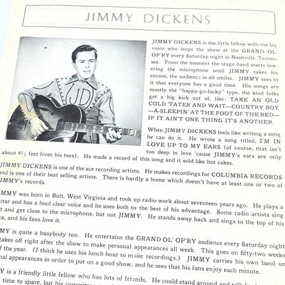 Original Autographed Little Jimmy Dickens Song Folio No. 1 Grand 'Ole Opry V37-3