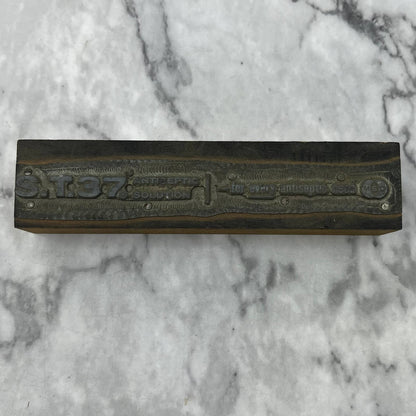 Vintage Letterpress Printers Block Plate S.T. 37 Antiseptic Solution MSD TJ51