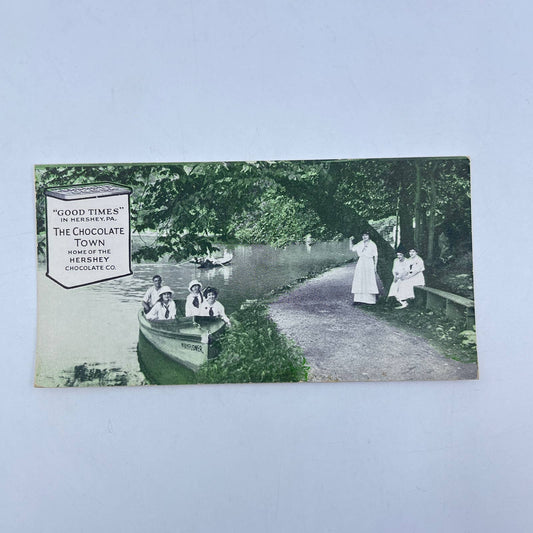 1910s HERSHEY PA Chocolate Advertising Postcard "Good Times” Ladies in Boat AC1