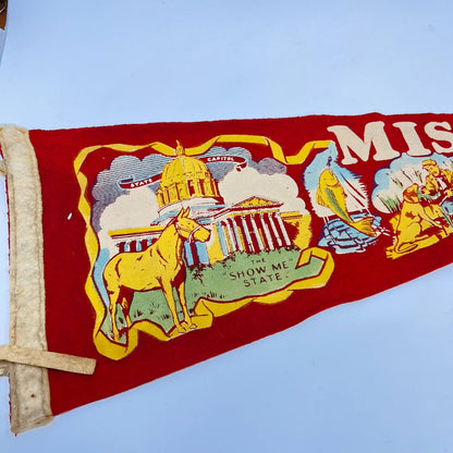 1940s Show Me State Missouri Souvenir Felt Pennant 25” TF5