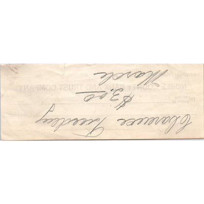 1920s The Noble County Bank Check Kendallville IN AD8