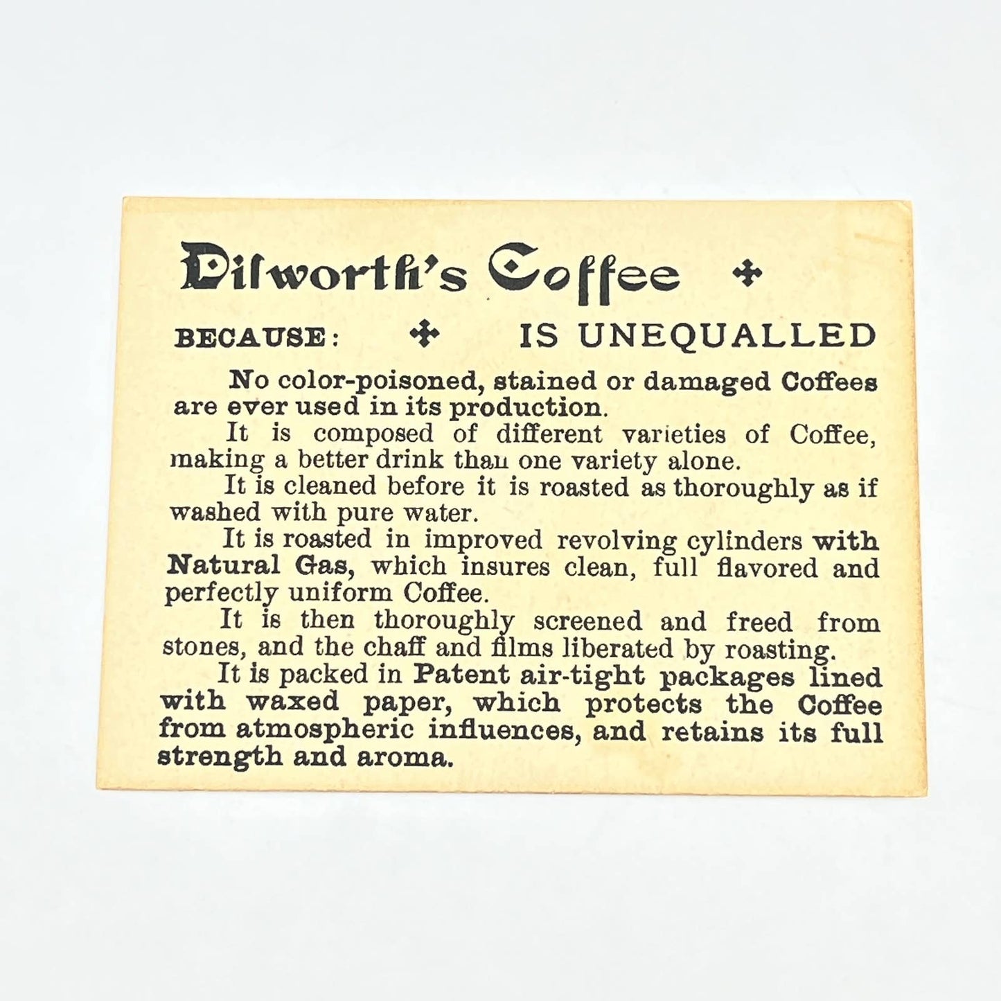 Original 1880s Victorian Trade Card Dilworth's Coffee Girl w/ Flower Basket AB6