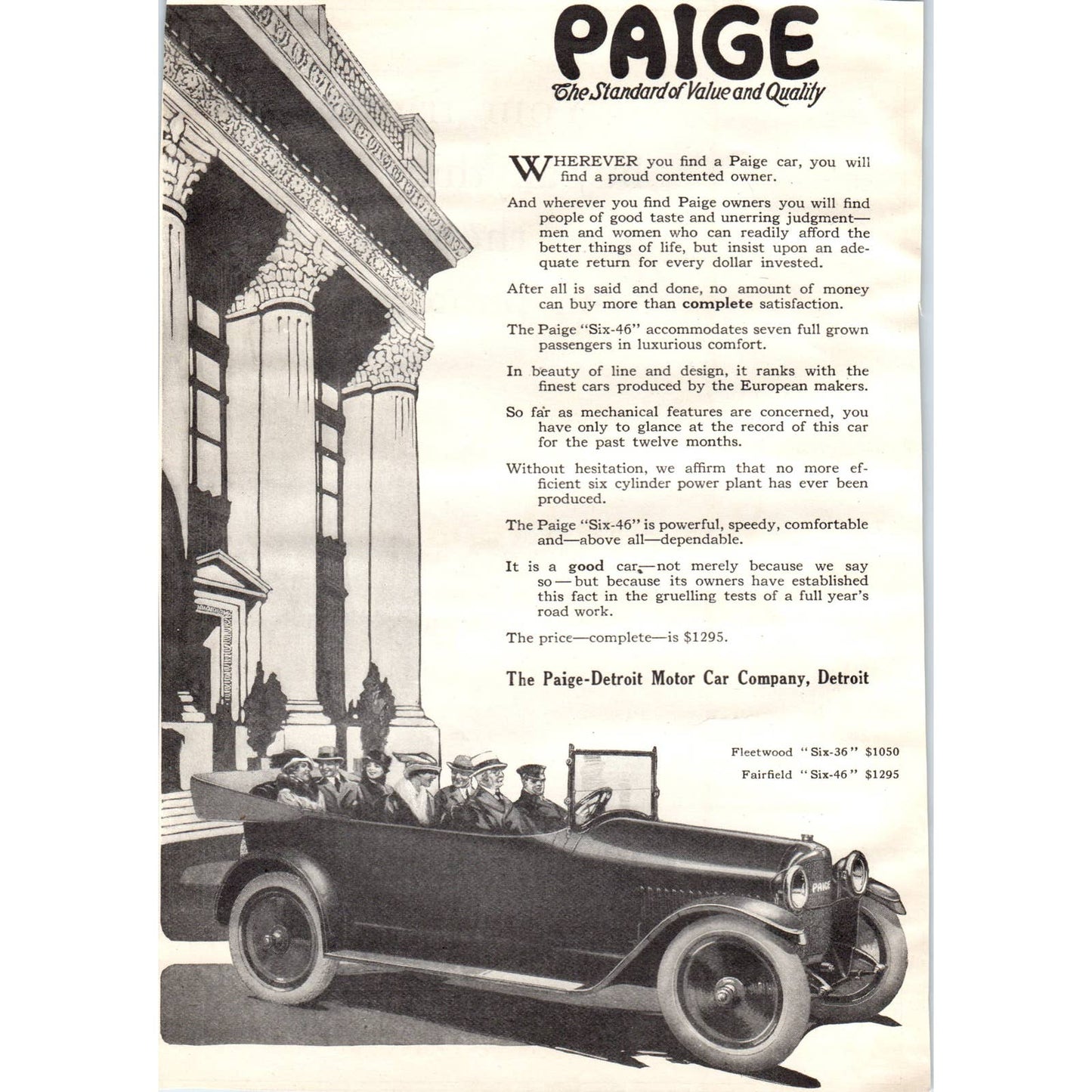 c1920 Harper's Magazine Ad - Paige Motor Cars - Detroit MI TD8-H1