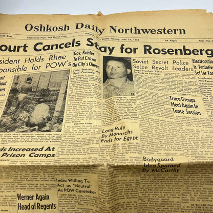 1953 June 19 OSHKOSH DAILY NORTHWESTERN Newspaper Centennial Edition No. 3 TI6-3