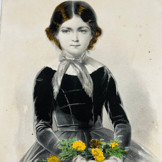 c1850 Antique Hand-Colored Currier & Ives Lithograph "Florence" 10 x 14 FL1