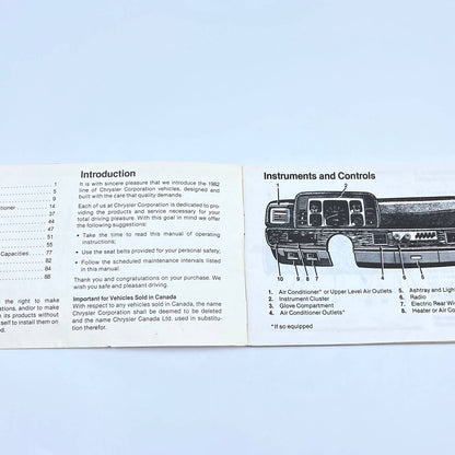 1982 Plymouth Horizon TC3 Manual and New Car Inserts Chrysler TF6