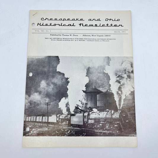 1975 March Chesapeake and Ohio Historical Newsletter C&O RR Thomas Dixon WV TE2