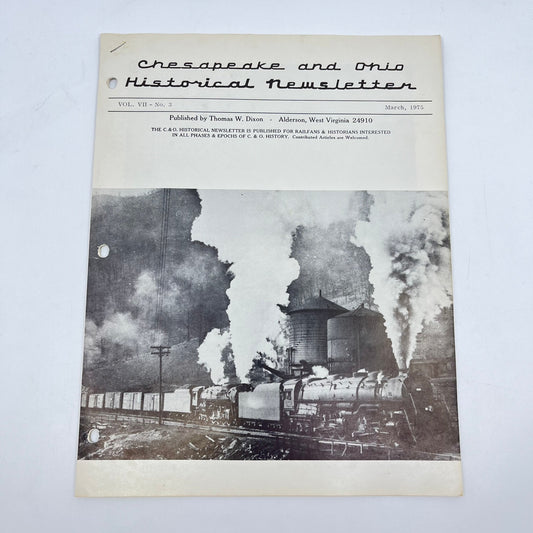 1975 March Chesapeake and Ohio Historical Newsletter C&O RR Thomas Dixon WV M1-2