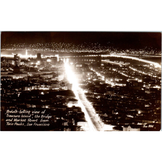 Antique RPPC Postcard Treasure Island Market Street Twin Peaks San Francisco SE8