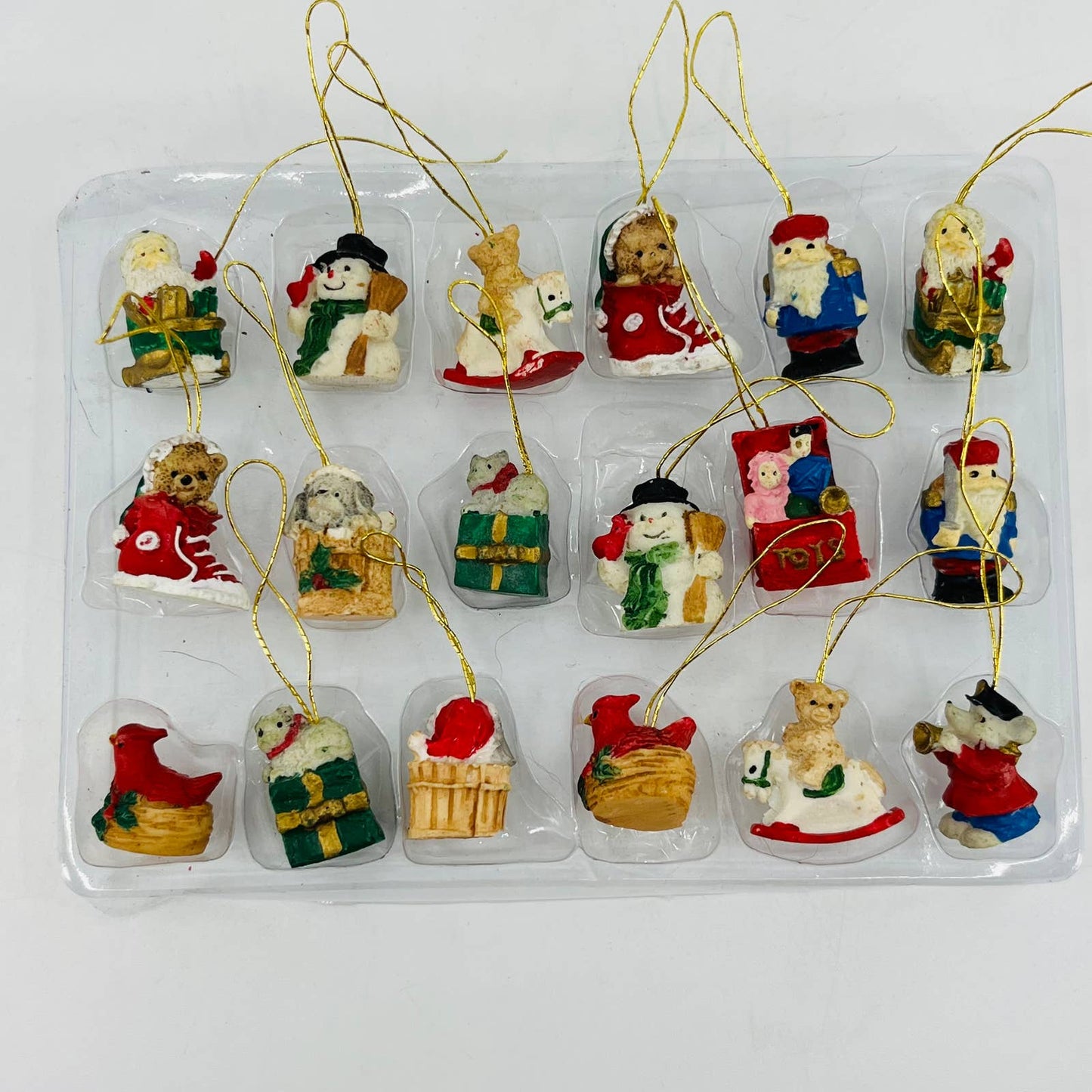 Toyland Christmas Ornaments Set Of 18 Hand Painted Mini 1" Ornaments in Box TD2