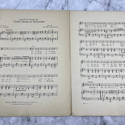 1915 Just Try To Picture Me Back Home In Tennessee Sheet Music Al Jolson TH1