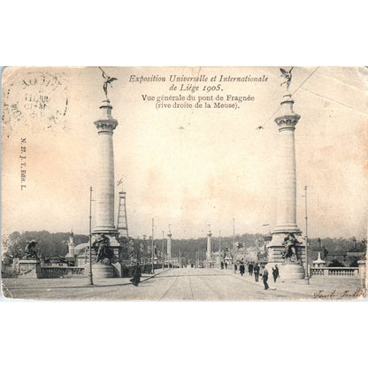 International Exhibition of Liége 1905 View of Fragnée bridge Postcard TJ9-P1