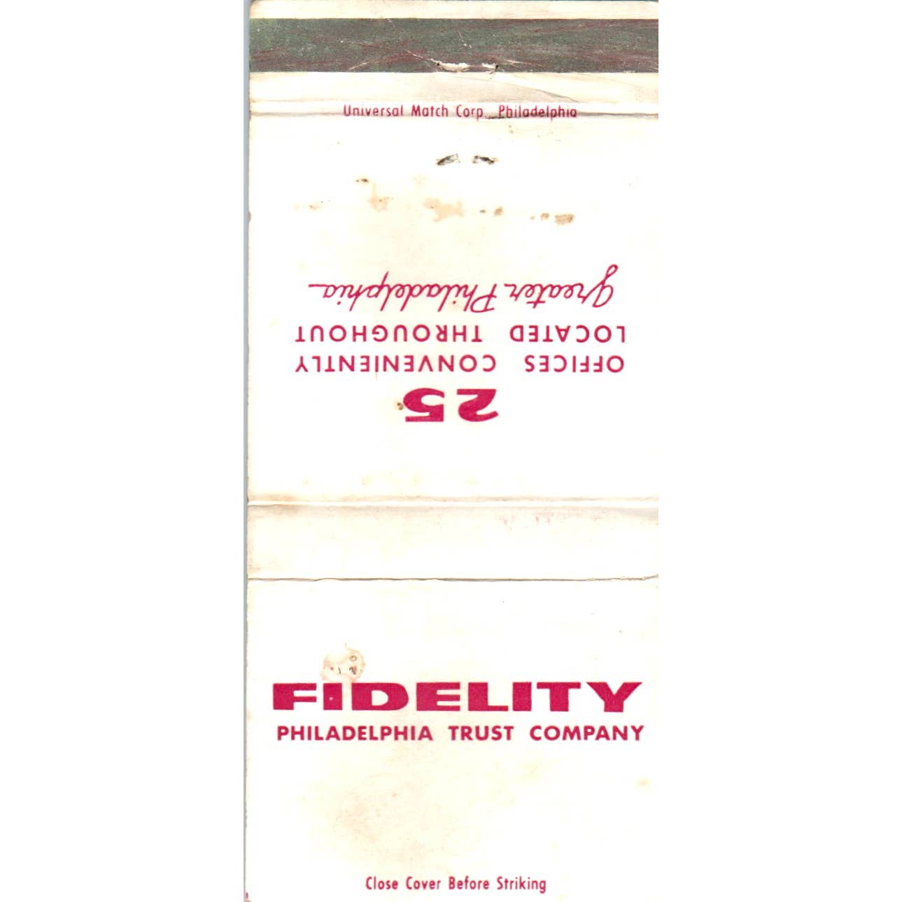 Fidelity Philadelphia Trust Company Advertising Matchbook Cover SA1-M7