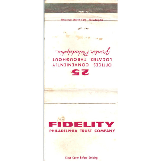 Fidelity Philadelphia Trust Company Advertising Matchbook Cover MM10-3