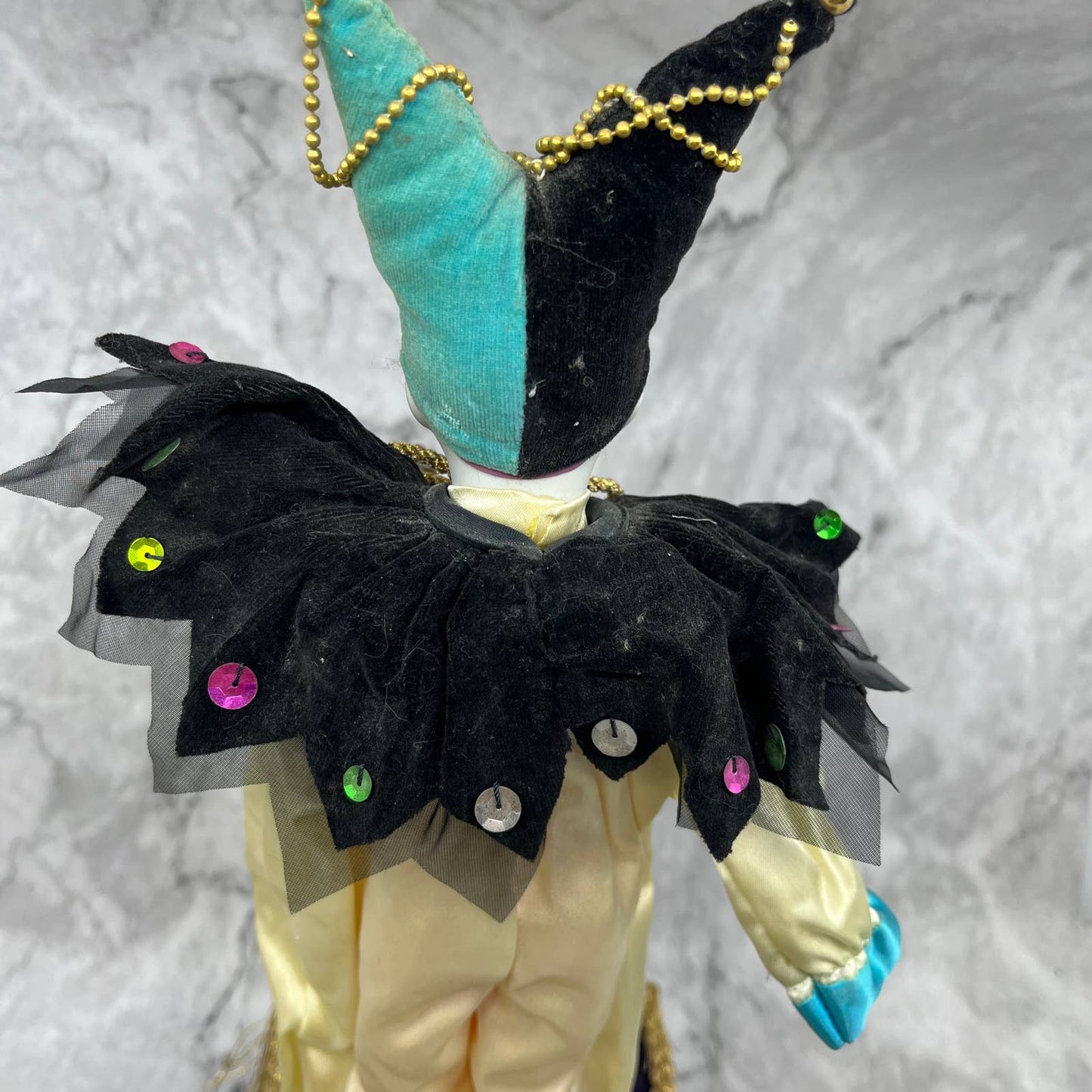 Music Automata Doll Sankyo Madam Verte Gorham Harlequin Pierrot 17”