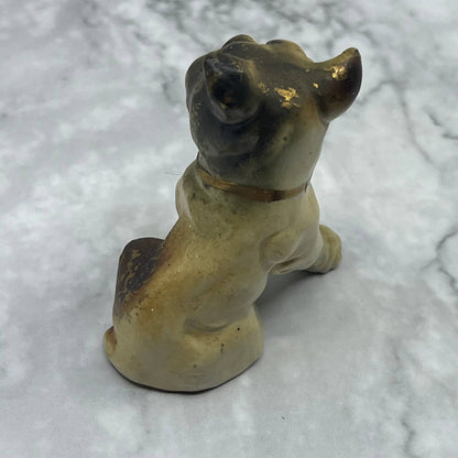 Vintage MCM Hand Painted Bulldog Dog Bone China Figurine 2.5” SE1