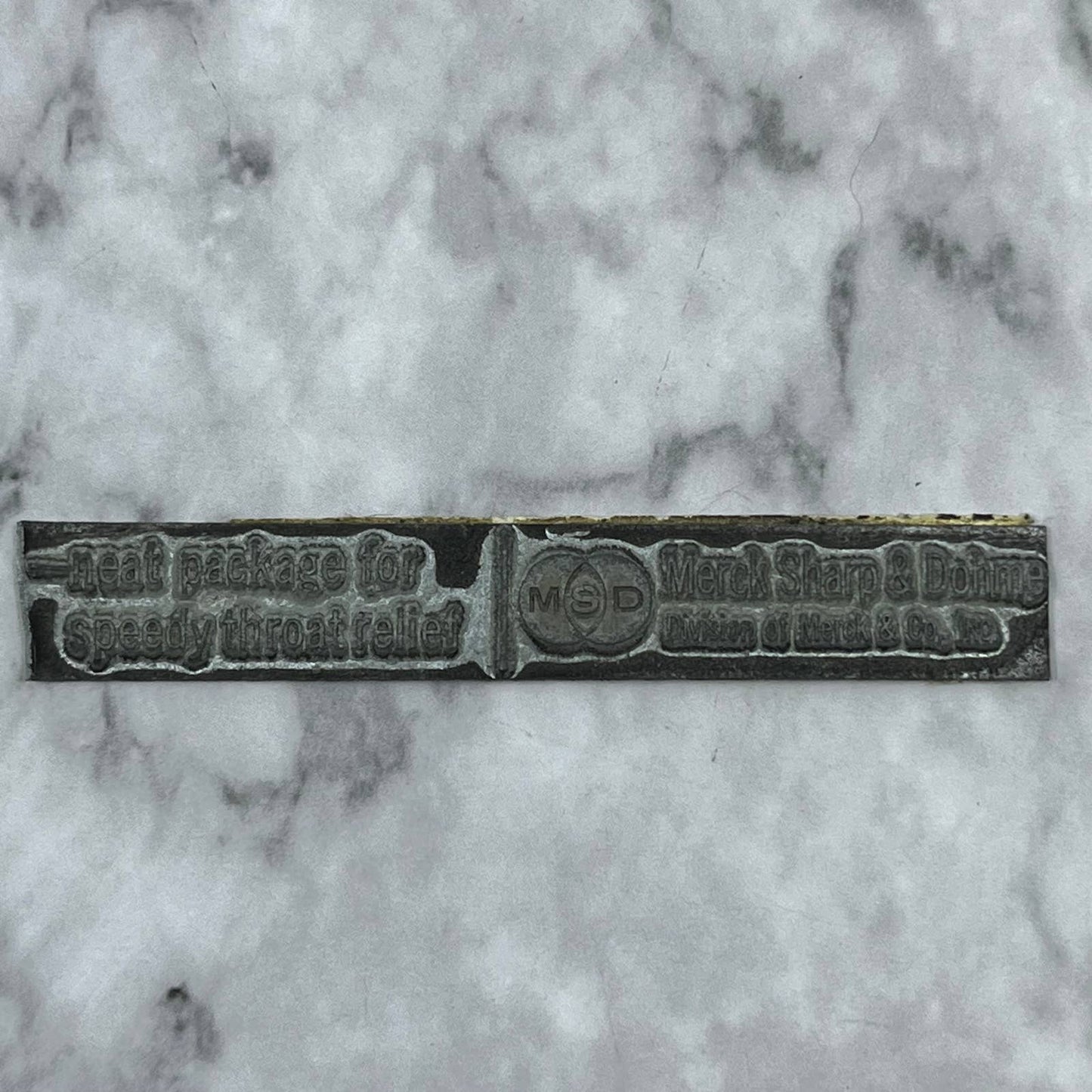 Vintage Printing Letterpress Printers Block Plate Merck, Sharp & Dohme TJ510