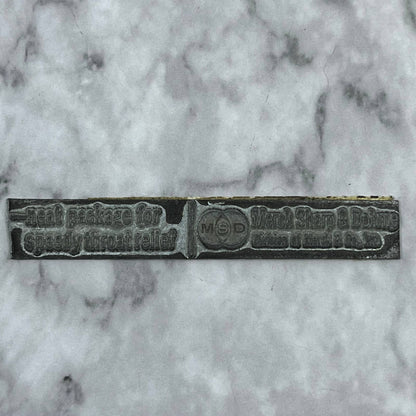 Vintage Printing Letterpress Printers Block Plate Merck, Sharp & Dohme TJ510